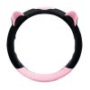 Pink Cat Ear Winter Plush Steering Wheel Cover Warm Car Wheel Protector Universal Car Accessories for Women - Default