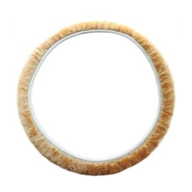 Beige Winter Plush Steering Wheel Cover Warm Car Wheel Protector Universal Car Accessories for Women Men - Default