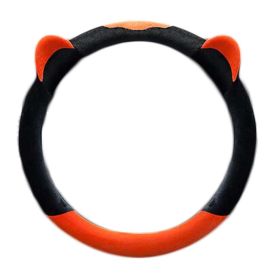 Orange Cat Ear Winter Plush Steering Wheel Cover Warm Car Wheel Protector Universal Car Accessories for Women - Default