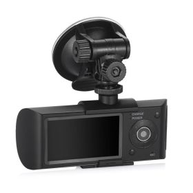 R300 1080P HD Car DVR Camera Dual Lens GPS Camera Dash Cam Rear View Video Recorder DashCam Car DVRs built in 32GB - black