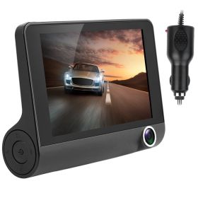 1296P Car DVR Dash Camera 4In 3 Lens Vehicle Driving Recorder Seamless Recording - Black