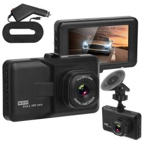 1080P Car DVR 3in Camera Dash Cam Camcorder Camera Recorder with 100¬∞ Angle Loop Recording Motion Detection - Black