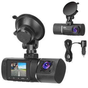 Dual Lens Car DVR Dash Cam Video Recorder 1080P Front Inside Camera G-sensor Motion Detection Night Vision Driving Vehicle Recorder - Black