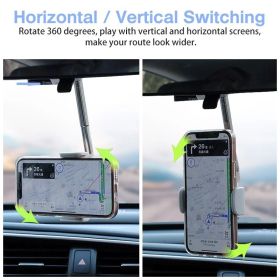 New Car Rearview Mirror Mount Phone Holder For iPhone  GPS Seat Smartphone Car Phone Holder Stand Adjustable Support - Black