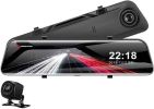 2K QHD Mirror Dash Cam with 64G SD Card Waterproof Backup Rear View Mirror Camera Front and Rear Dual Driving Recorder for Car - Black
