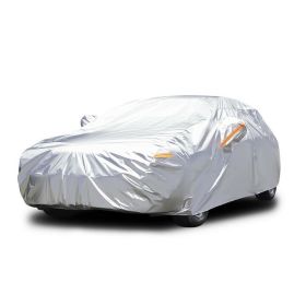 5 Layer Outdoor Car Cover Cotton Lining Breathable Waterproof Weather Protector for 186" to 193" Sedan and SUV - Silver Gray