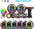 7" RGB Halo LED Headlights + 4" Halo Ring Fog Lights + Amber Turn Signal Lamps + Brake Lights for Jeep Wrangler JK 2007-2017 Rubicon JKU Sahara Sport
