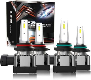 9012 - 9005/HB3 - H11/H8/H9 - 9006/HB4 - H7 High / Low Beam Combo LED Headlight Bulbs, 12000 Lumens, 6000K Xenon White - 9005+9006