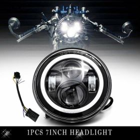 Round Halo 7" LED Headlight Angel Eye Fits Suzuki Boulevard M50 M90 M95 C109R C50 and For Harley Davidson , DOT Approved ( Also Fits Jeep Wrangler ) -
