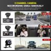 3 Channel Dash Cam Front And Rear Inside; 1080P Dash IR Night Vision; Loop Recording Car DVR Camera With 2 Inch IPS Screen 3 Cameras Car Dashcam - 500