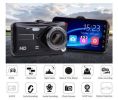 A6t 4" Dvr Dash Cam Rear View Camera Touch Screen Night Vision Video Recorder Dashcam Motion Detection Car Dvr Mirror built in 32GB - black