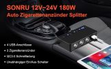 On-board multifunctional cigarette lighter 1 + 3, USB1 + 3 fast charger - PSTR-24