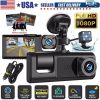 Car Dual Lens Dash Cam HD 1080P Front/Rear/Inside Video Recorder Camera G-sensor - as picture
