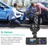 Dual Lens Car DVR Dash Cam Video Recorder 1080P Front Inside Camera G-sensor Motion Detection Night Vision Driving Vehicle Recorder - Black