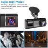 3 Channel Car DVR Dash Cam Video Recorder 1080P Front Inside Rear Camera G-Sensor Night Vision Parking Monitor Driving Vehicle Recorder - Black