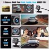 Car Dual Lens Dash Cam HD 1080P Front/Rear/Inside Video Recorder Camera G-sensor - as picture