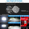 2Pcs 7In 75W Round LED Headlight 3800LM Halo Car Headlamp with DRL High Low Beam for Jeep Wrangler TJ JK CJ with H4 to H13 Adapters Plug and Play - Bl