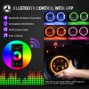 7" RGB Halo LED Headlights + 4" Halo Ring Fog Lights + Amber Turn Signal Lamps + Brake Lights for Jeep Wrangler JK 2007-2017 Rubicon JKU Sahara Sport