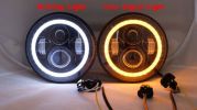 Round Halo 7" LED Headlight Angel Eye Fits Suzuki Boulevard M50 M90 M95 C109R C50 and For Harley Davidson , DOT Approved ( Also Fits Jeep Wrangler ) -