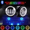 7'' RGB LED Headlights + 4 '' LED Fog Lights Color Halo Ring + Amber Turn Signal+ Fender Side Marker Lights Assembly for Jeep Wrangler 2007-2017 JKU J