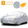 5 Layer Outdoor Car Cover Cotton Lining Breathable Waterproof Weather Protector for 186" to 193" Sedan and SUV - Silver Gray