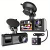 3 Channel Dash Cam Front And Rear Inside; 1080P Dash IR Night Vision; Loop Recording Car DVR Camera With 2 Inch IPS Screen 3 Cameras Car Dashcam - 500