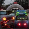 7" RGB Halo LED Headlights + 4" Halo Ring Fog Lights + Amber Turn Signal Lamps + Brake Lights for Jeep Wrangler JK 2007-2017 Rubicon JKU Sahara Sport