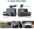 3 Channel Dash Cam for Car with 1080 + 1080 + 480p Three Lenses, Wide Angle Monitoring Range of 140¬∞ + 140¬∞ + 130¬∞, 24-Hour Parking Monitoring, 4 I