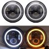 Round Halo 7" LED Headlight Angel Eye Fits Suzuki Boulevard M50 M90 M95 C109R C50 and For Harley Davidson , DOT Approved ( Also Fits Jeep Wrangler ) -