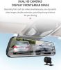 2K QHD Mirror Dash Cam with 64G SD Card Waterproof Backup Rear View Mirror Camera Front and Rear Dual Driving Recorder for Car - Black