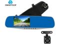 XH302 Smartour Car Dvr Recorder Camera Rearview Mirror Auto Dvr Dual Lens Video Dash Cam Registrator Camcorder 1080P Two Camera built in 32GB - black