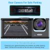 3 Channel Car DVR Dash Cam Video Recorder 1080P Front Inside Rear Camera G-Sensor Night Vision Parking Monitor Driving Vehicle Recorder - Black