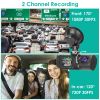 Dual Lens Car DVR Dash Cam Video Recorder 1080P Front Inside Camera G-sensor Motion Detection Night Vision Driving Vehicle Recorder - Black