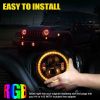 7'' RGB LED Headlights + 4 '' LED Fog Lights Color Halo Ring + Amber Turn Signal+ Fender Side Marker Lights Assembly for Jeep Wrangler 2007-2017 JKU J